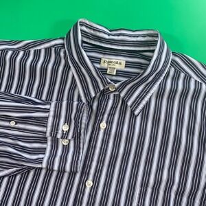 St Johns Bay Mens XXL 80s 2 Ply Striped Button Down Long‎ Sleeve Dress Shirt